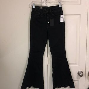 Black Buckle Flare Jeans